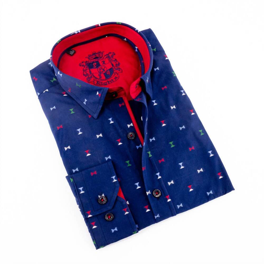 NEW EIGHT X men's fill coupe shirt with solid trim in navy